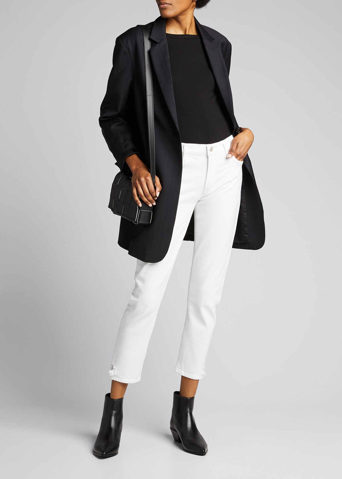 Agolde Toni White Mid-Rise Slim Straight Jeans