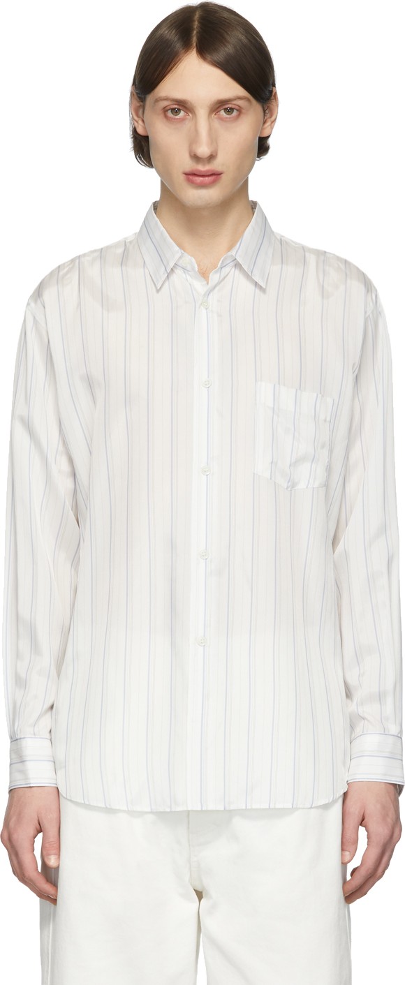 Comme Des Garcons White Striped Cupro Shirt