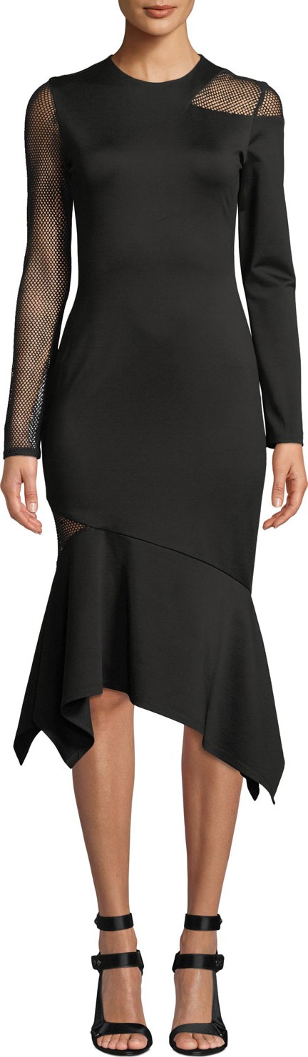Alice + Olivia Kaine Fitted Mesh Combo Dress