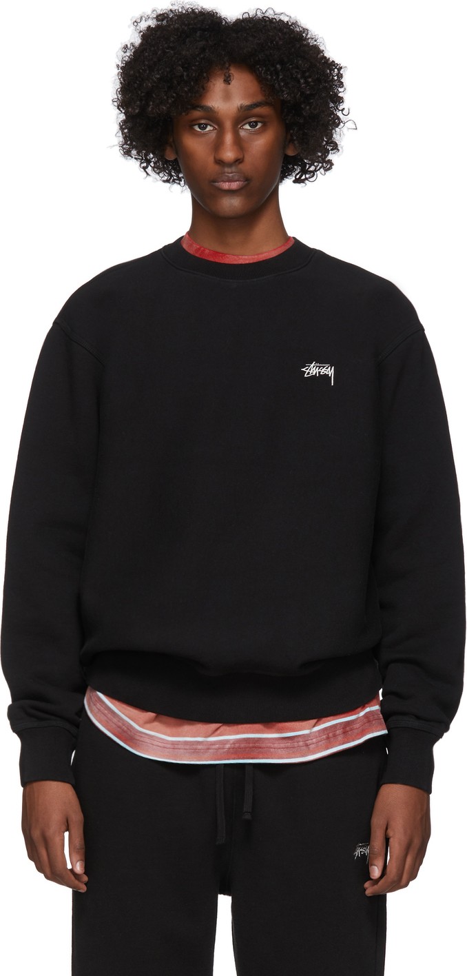 Stussy Black Stock Logo Sweatshirt