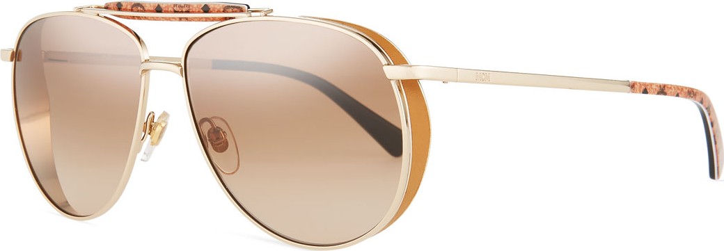 MCM Mirrored Aviator Sunglasses w/ Side Blinders