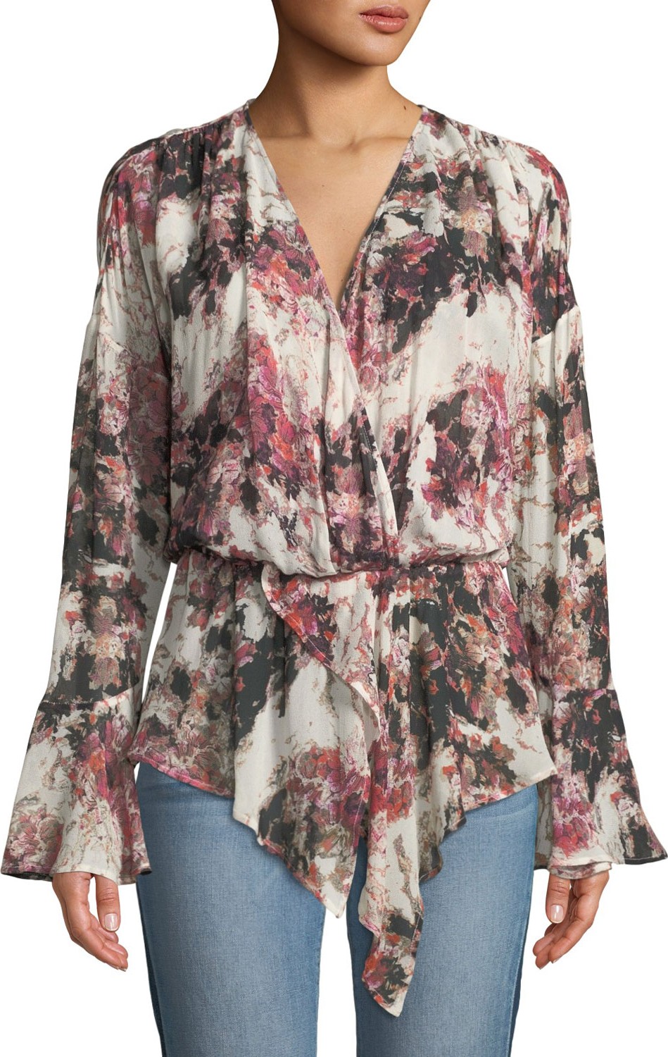 IRO Paradon Surplice Long-Sleeve Printed Top