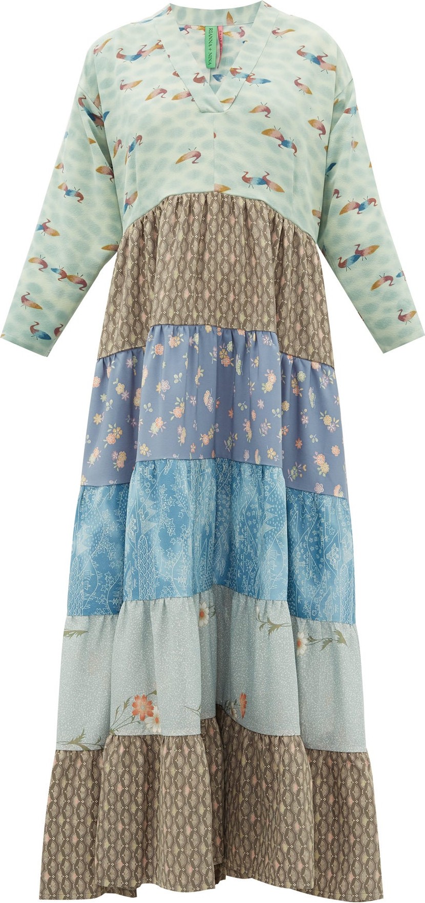Rianna + Nina Vintage patchwork kimono-style silk dress