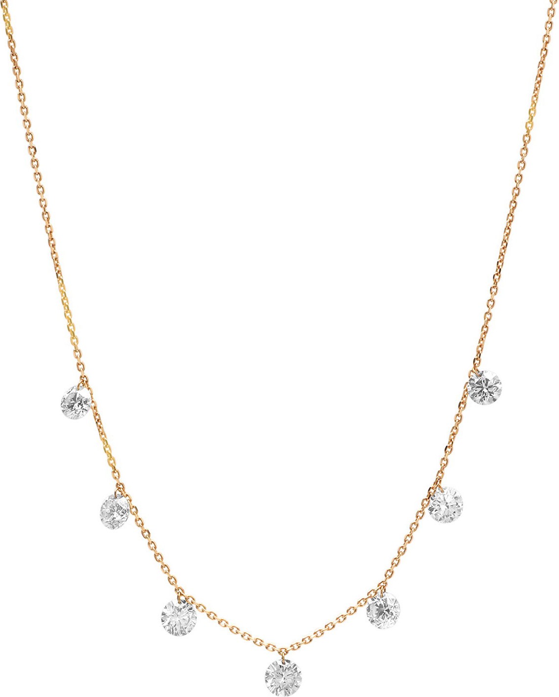 Nicha Jewelry 18k Floating 7-Diamond Necklace