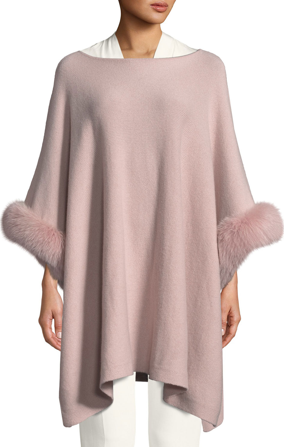 Sofia Cashmere Cashmere Poncho w/ Fur Cuffs