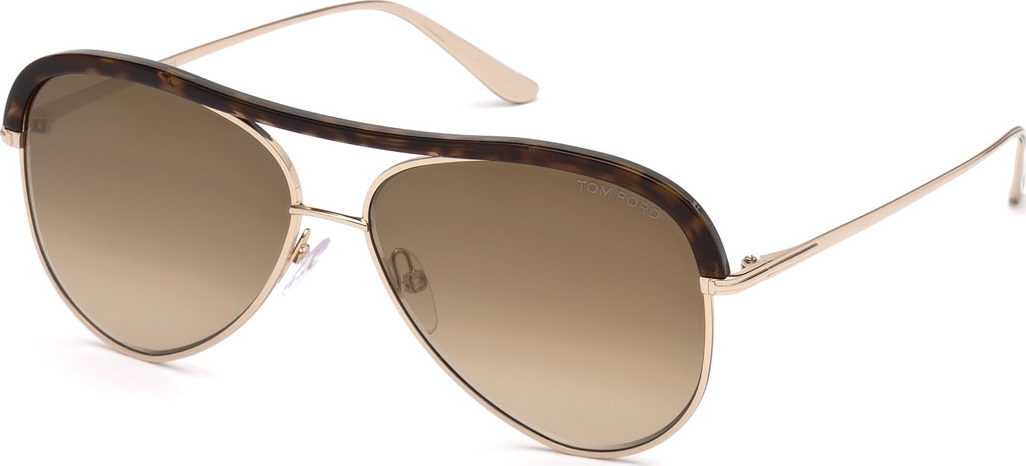 TOM FORD Sabine 02 Metal Aviator Sunglasses w/ Acetate Brow