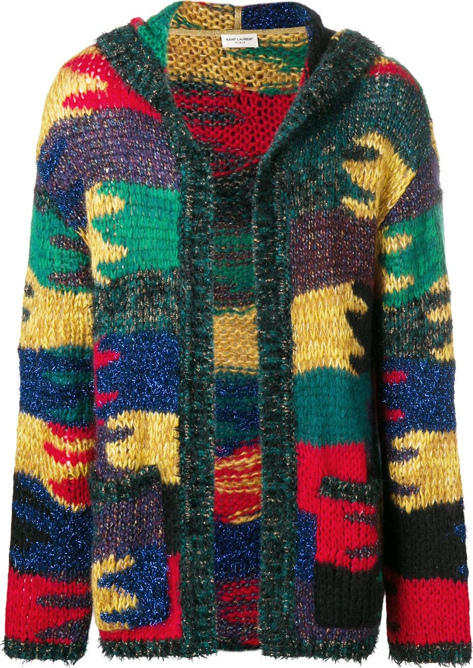 Saint Laurent colour-block hooded cardigan