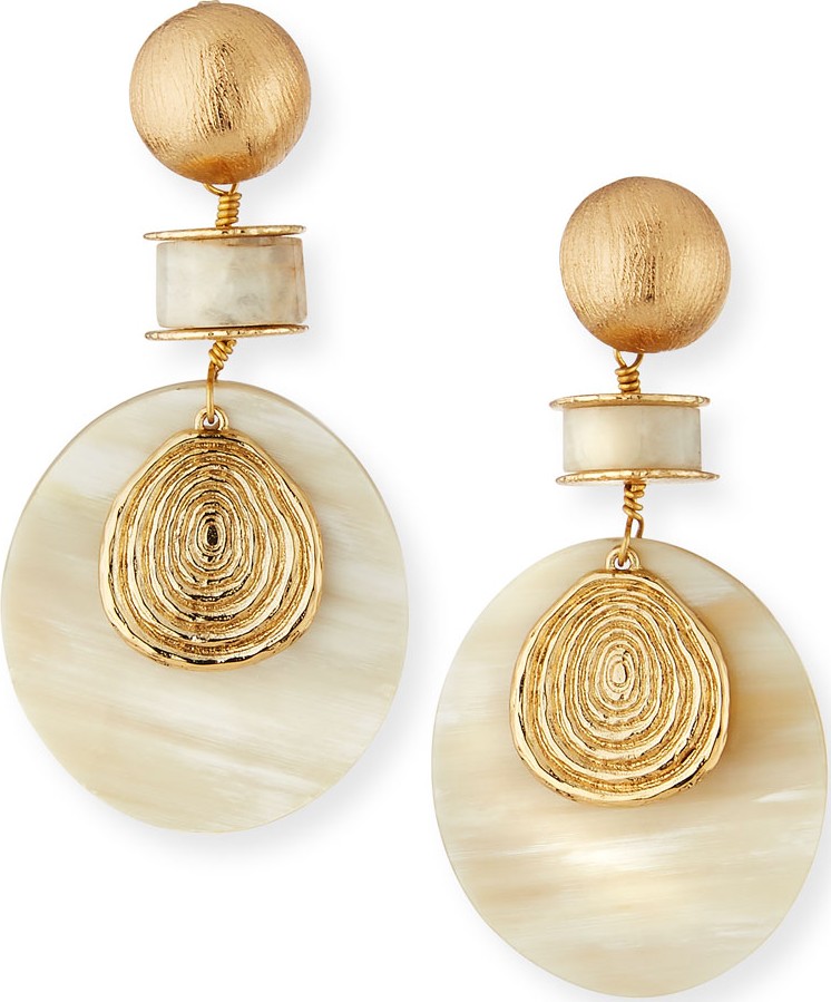 Akola Moonstone & Horn Drop Earrings, White