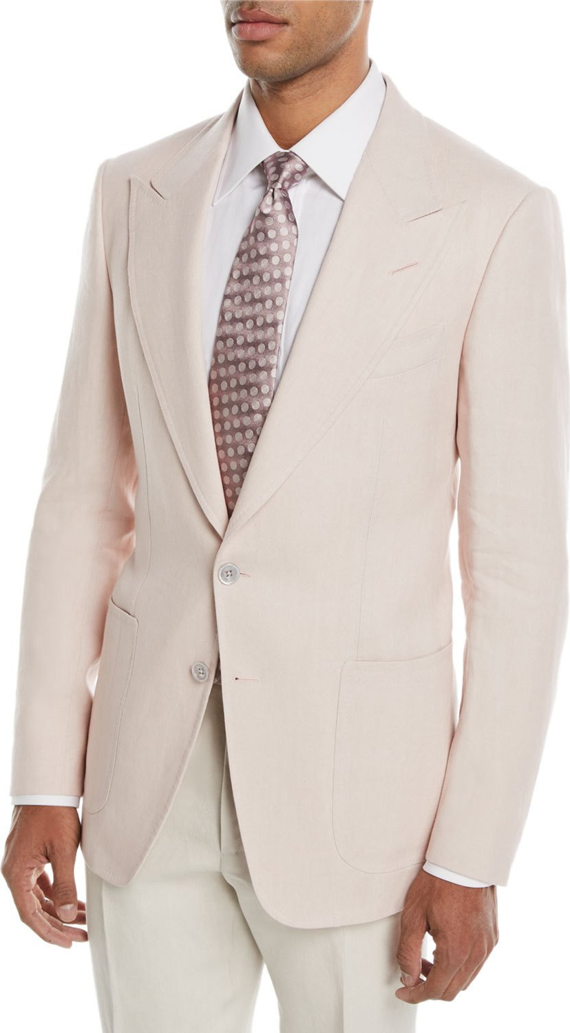 TOM FORD Shelton Peak Patch Two-Button Linen Blazer