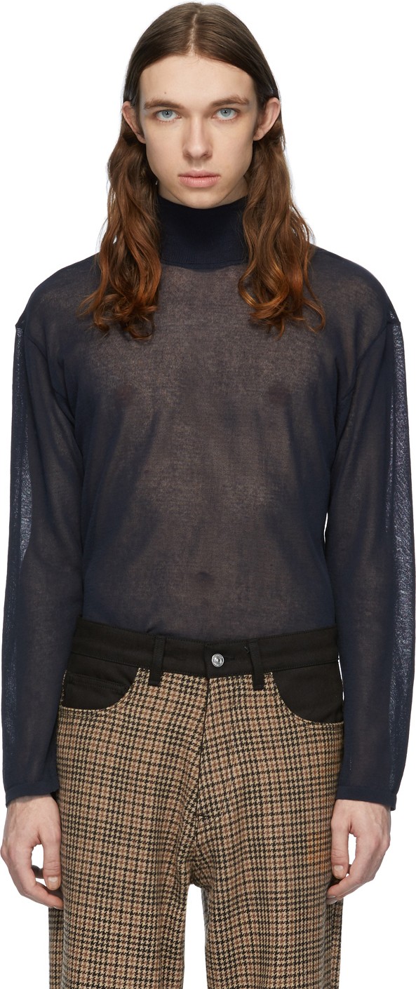 Our Legacy Navy Slender Turtleneck