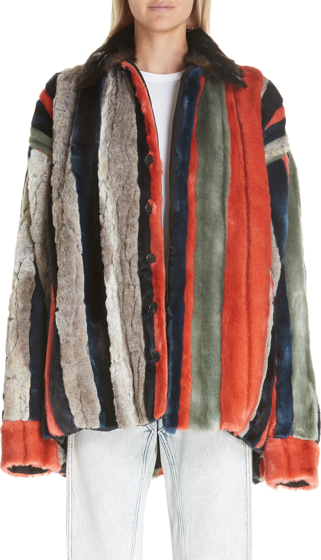 Y/Project Oversized Multicolor Faux Fur Jacket