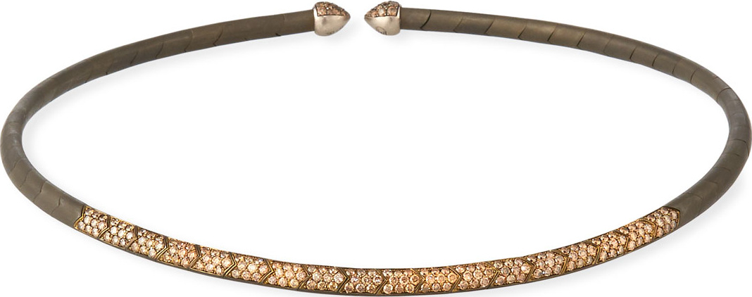Etho Maria 18k White Gold, Titanium & Brown Diamond Choker