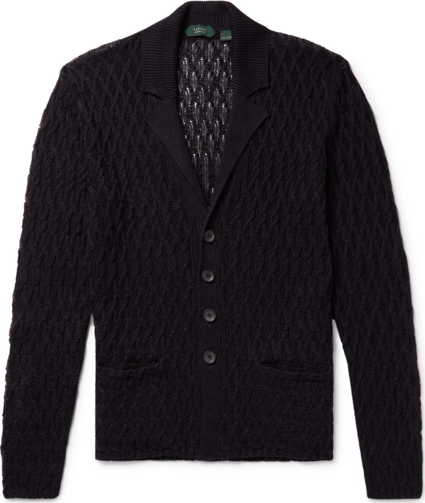 Incotex Cable-Knit Linen and Cotton-Blend Cardigan