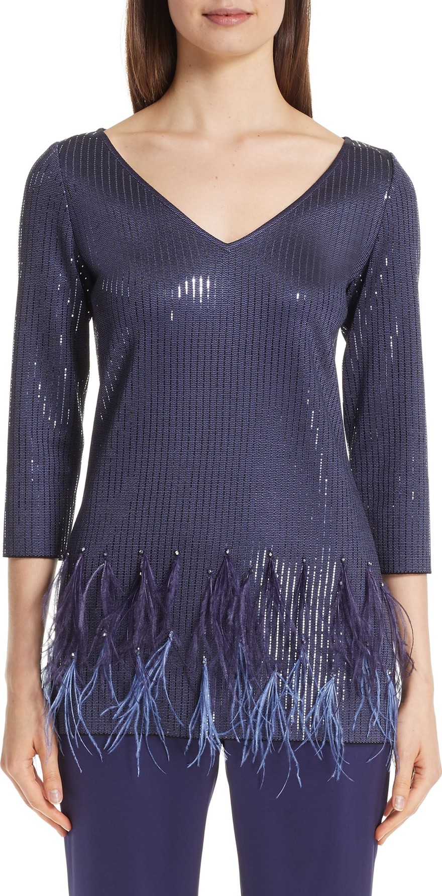 St. John Milano Knit Feather Hem Tunic