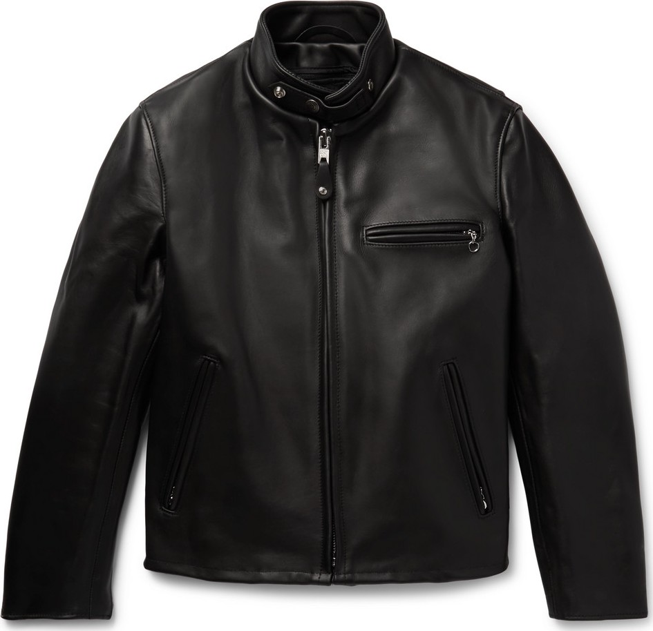 Schott NYC Faux Fur-Lined Leather Café Racer Jacket