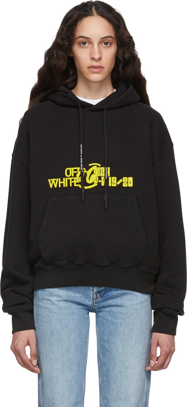 Off White Black & Yellow Halftone Over Hoodie