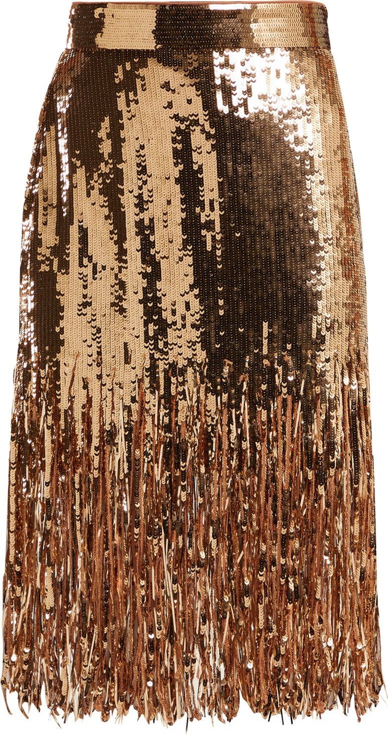 MSGM Fringed sequinned skirt