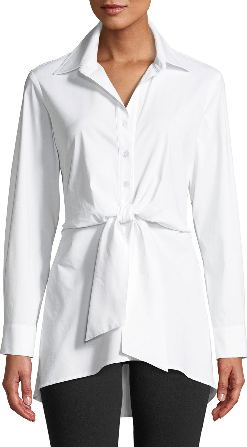 Finley Sylvia Tie-Front Long-Sleeve Top