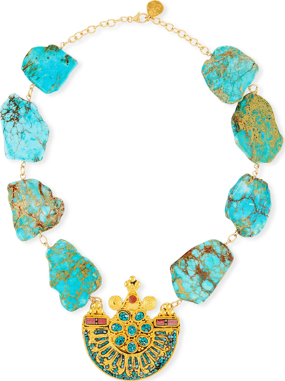 Devon Leigh Turquoise Slab Pendant Necklace