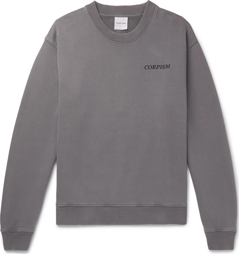 Resort Corps Embroidered Printed Loopback Cotton-Jersey Sweatshirt