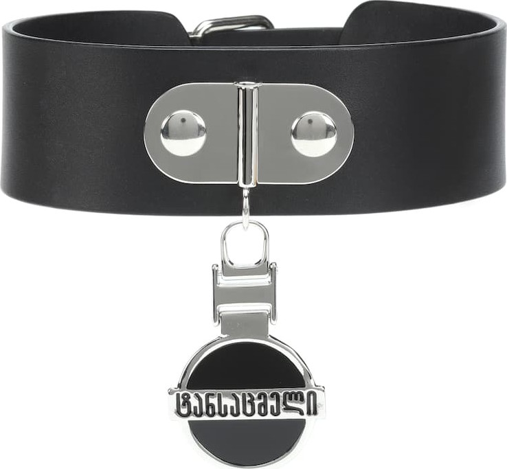 Vetements Georgian Logo leather choker