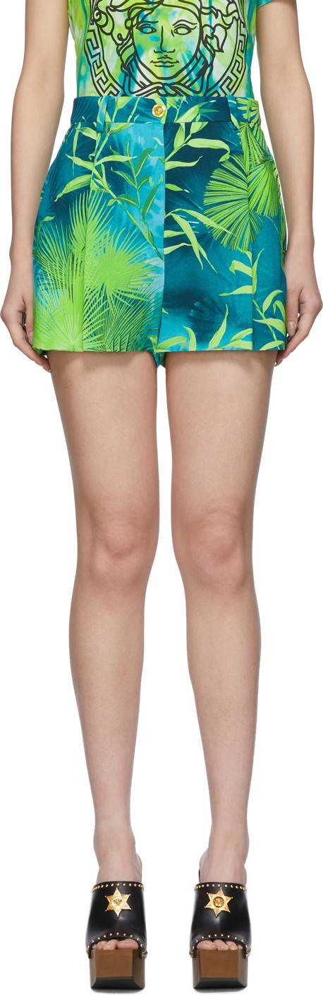 Versace Green Jungle Print Shorts