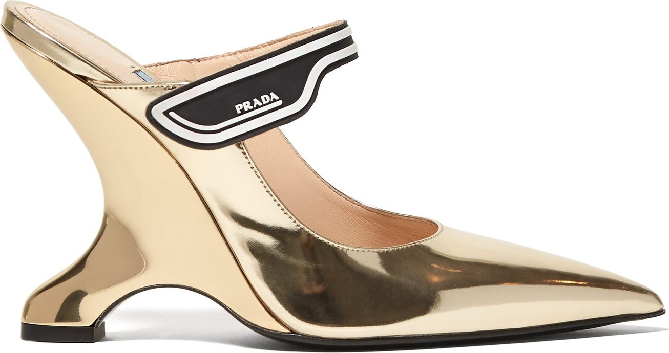 Prada Logo-strap leather Mary-Jane mules