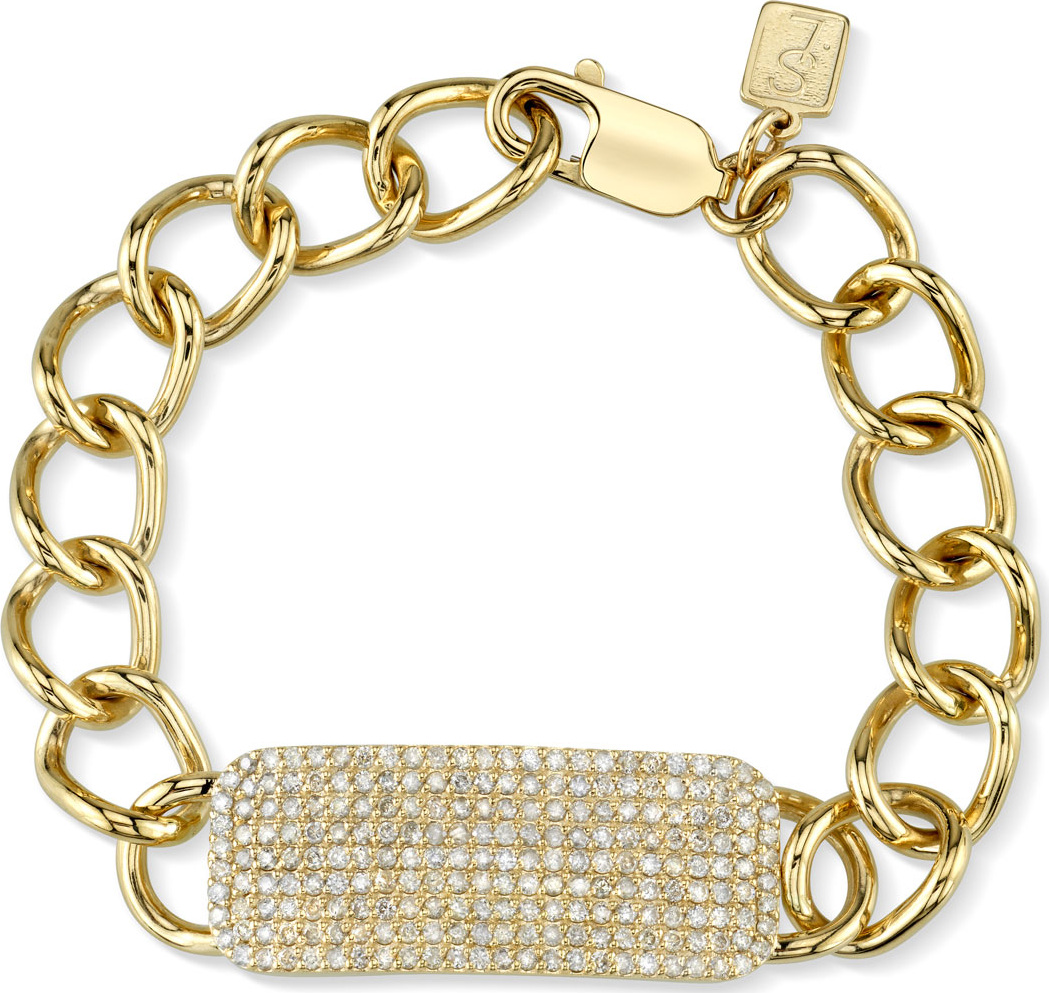 Sheryl Lowe 14k Gold Bracelet w/ Diamond ID Tag
