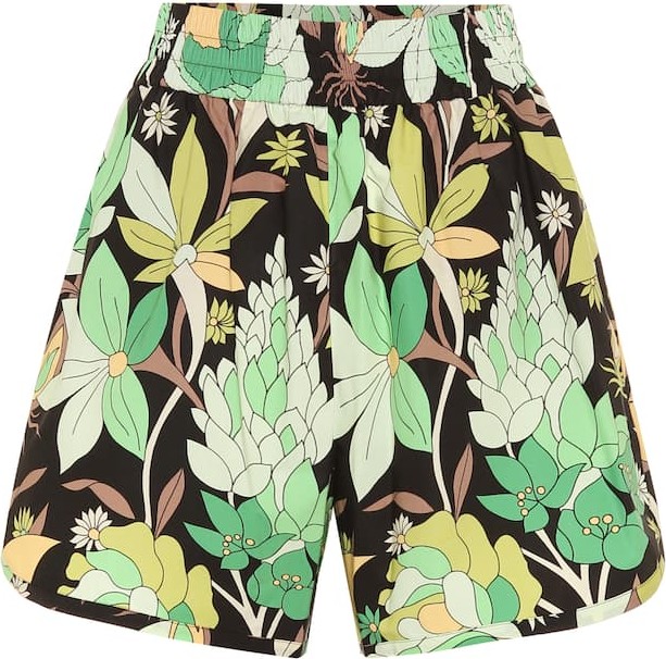 Fendi High-rise floral cotton shorts