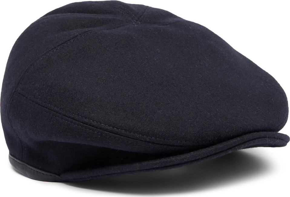 Alexander McQueen Leather-Trimmed Wool Flat Cap