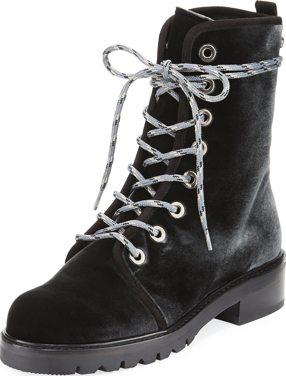 Stuart Weitzman Metermaid Velvet Combat Boot