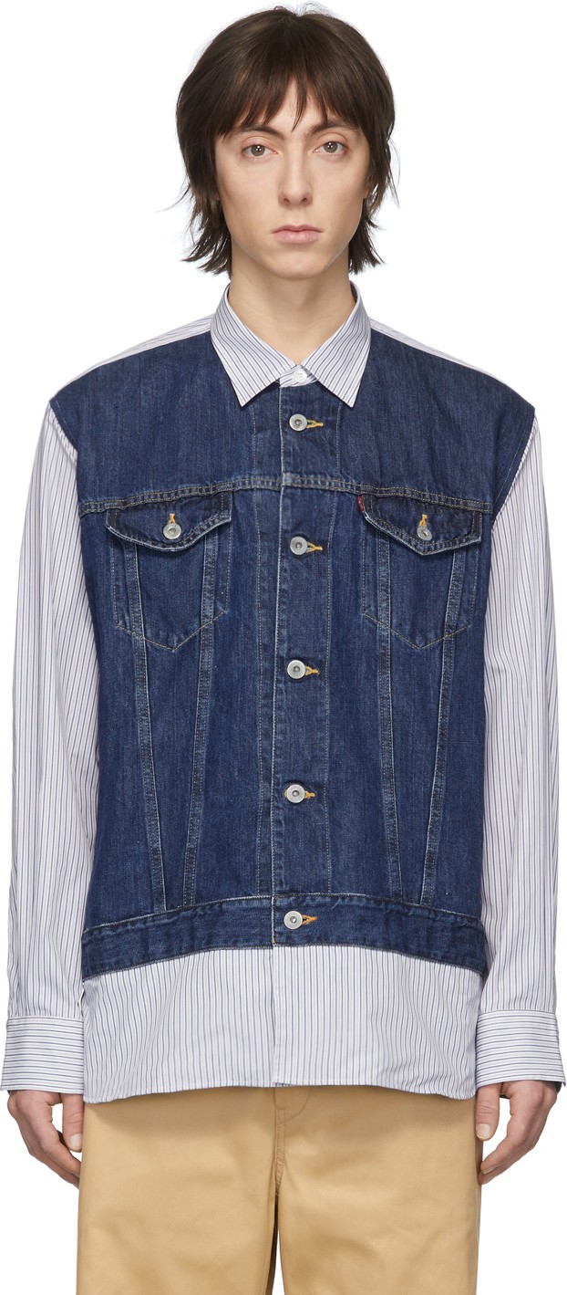 Junya Watanabe Blue & White Levi's Edition Striped Shirt