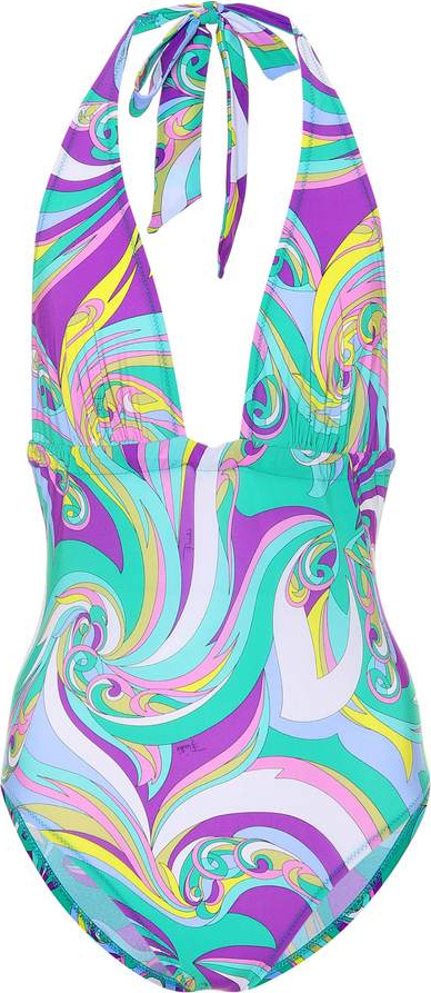 Emilio Pucci Printed halter swimsuit