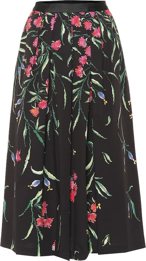 Carolina Herrera Floral stretch-cotton midi skirt