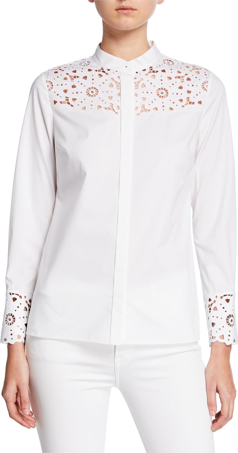 Elie Tahari Zila Paneled Lace Shirt