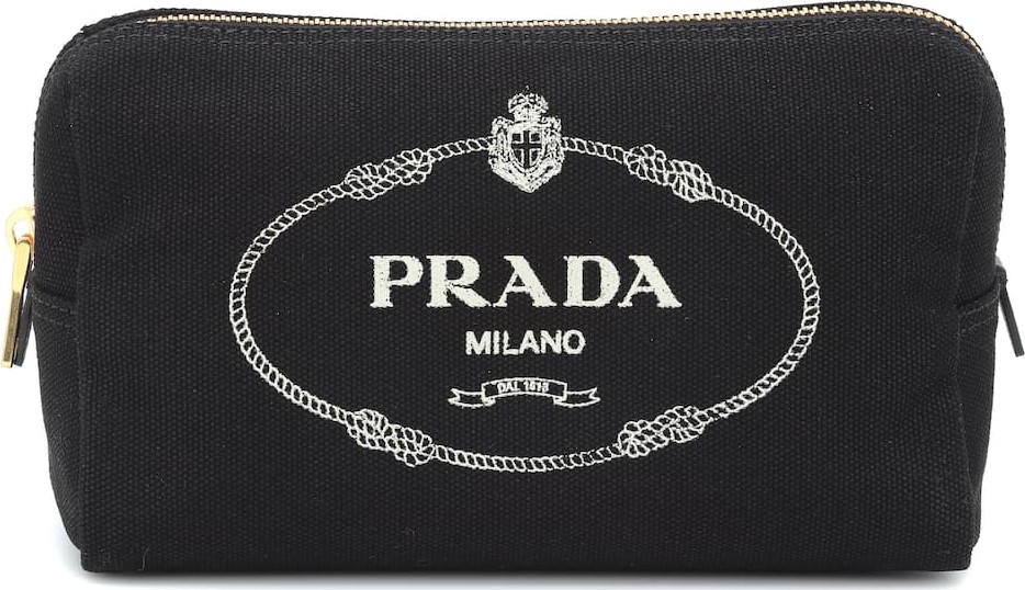 Prada Logo canvas cosmetics case