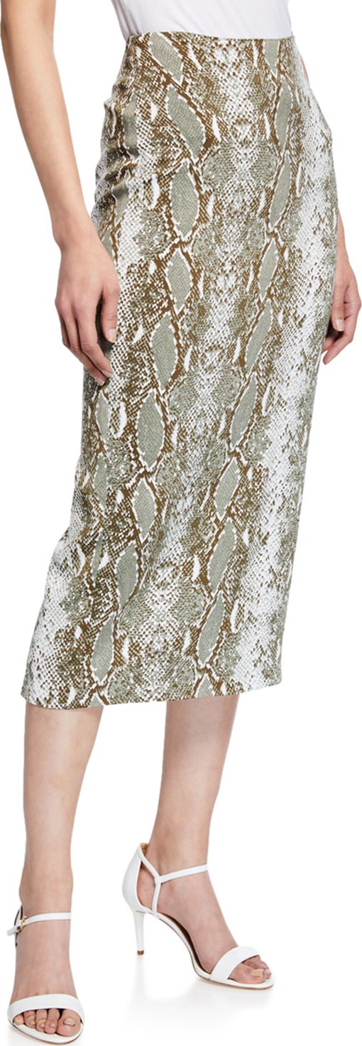 DIANE von FURSTENBERG Kara Snake-Print Tailored Pencil Skirt