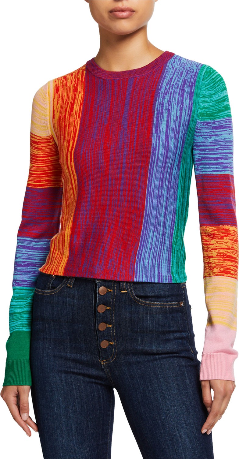 Alice + Olivia Connie Cropped Crewneck Sweater