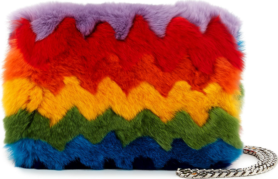 Les Petits Joueurs Ginny Rainbow Fur and Napa Shoulder Bag