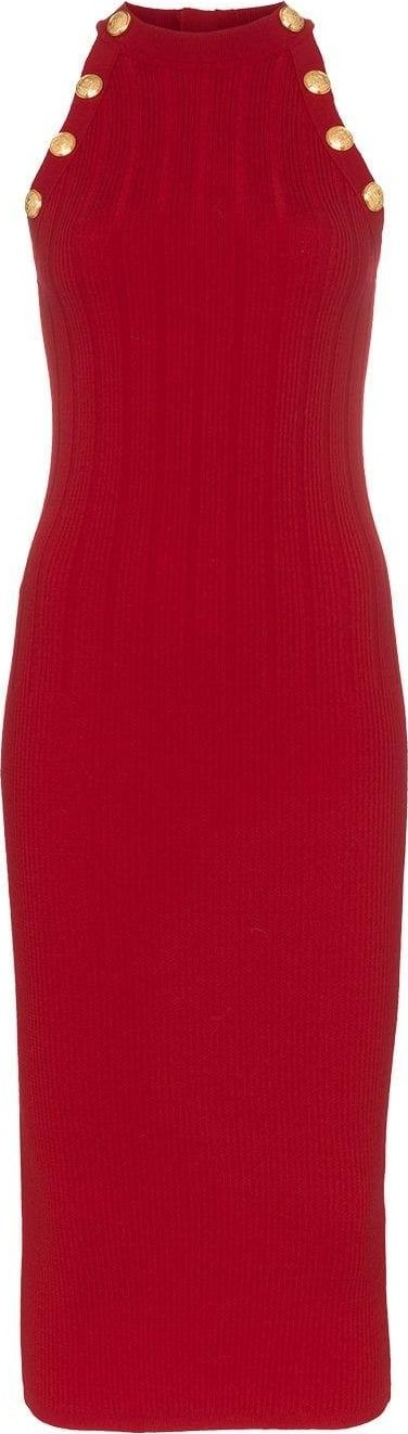 Balmain halterneck ribbed wool blend dress