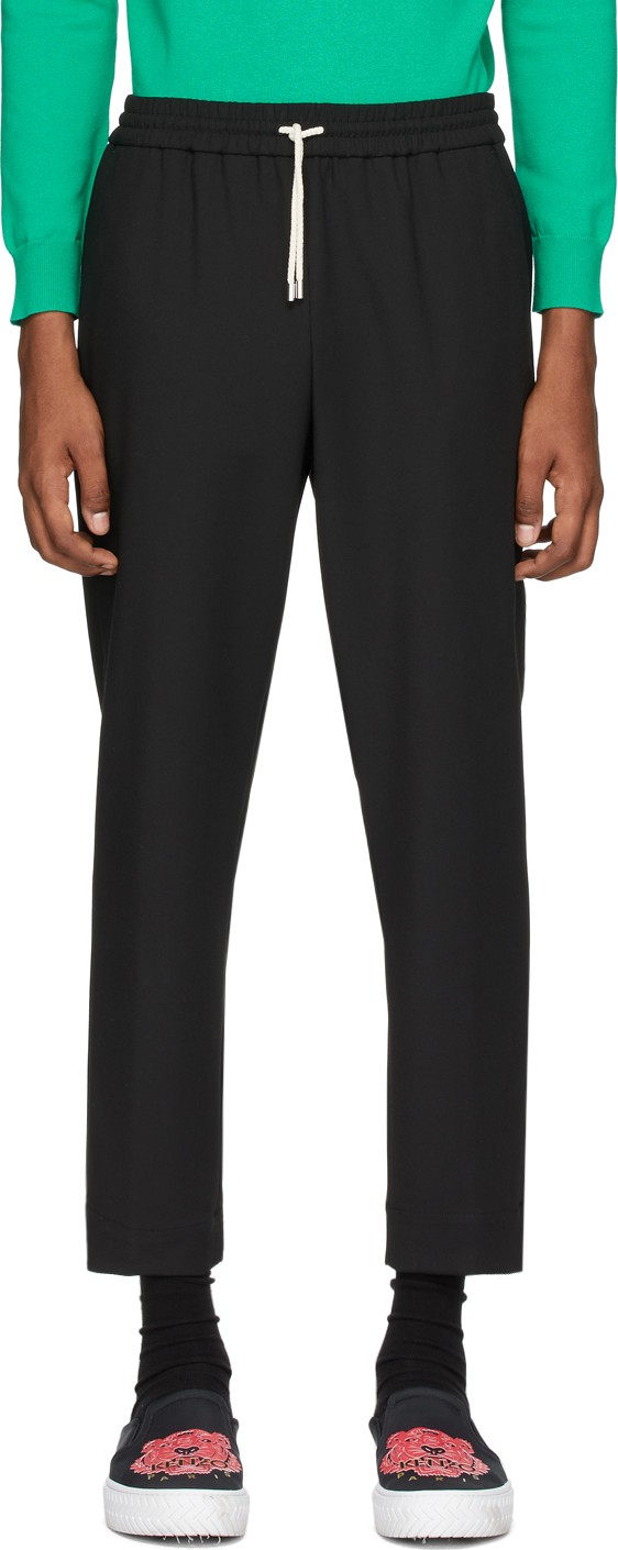 KENZO Black Tapered Cropped Trousers