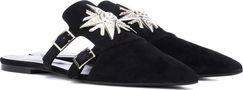 Roger Vivier Sin Star Strass suede slippers