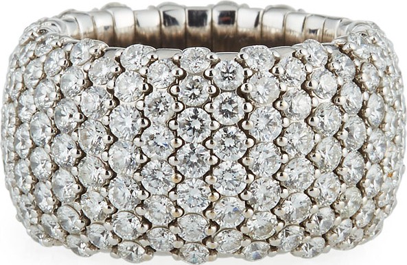 ZYDO 18k White Gold Stretchy Diamond Band Ring, Size 7.5