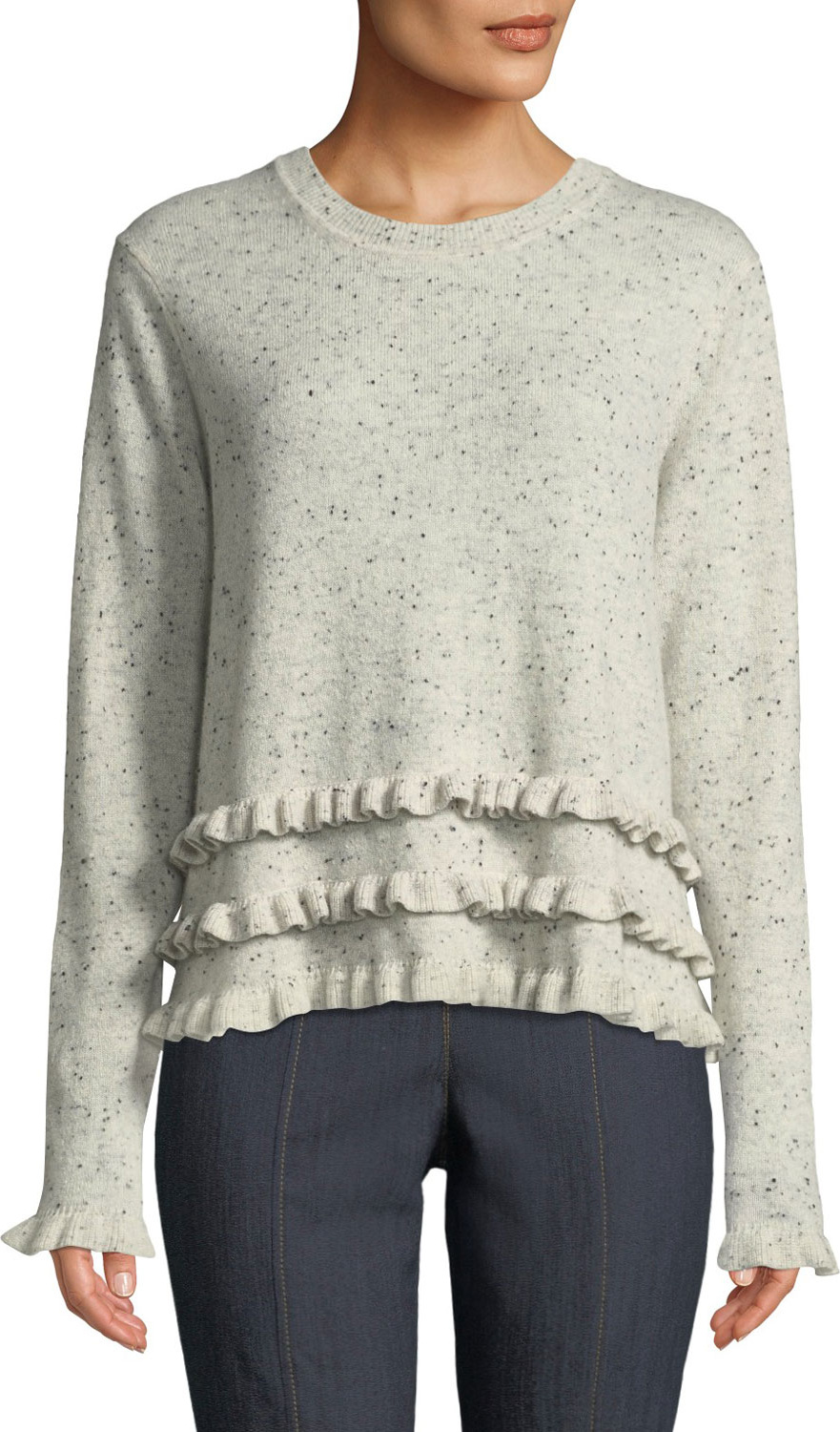 Cinq A Sept Tous Les Jours Adiella Ruffle-Trim Cashmere Sweater