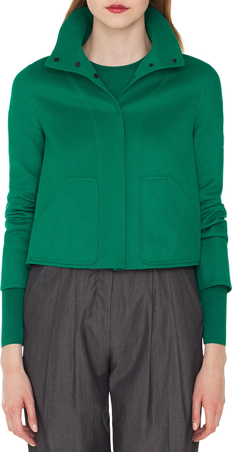 Akris Rachel Button-Front Cashmere Jacket with Back Pleat