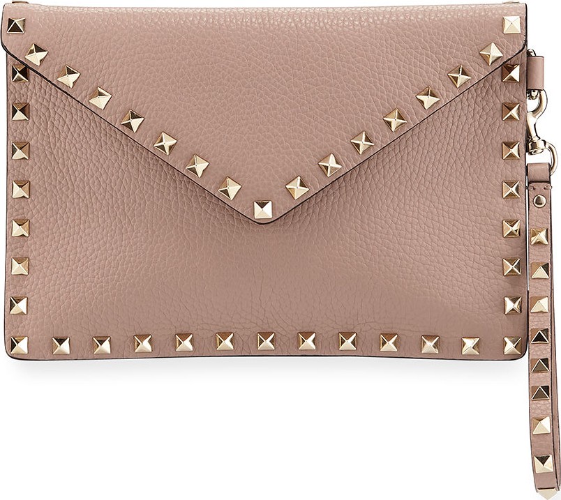 Valentino Rockstud Envelope Flap Wristlet Pouch