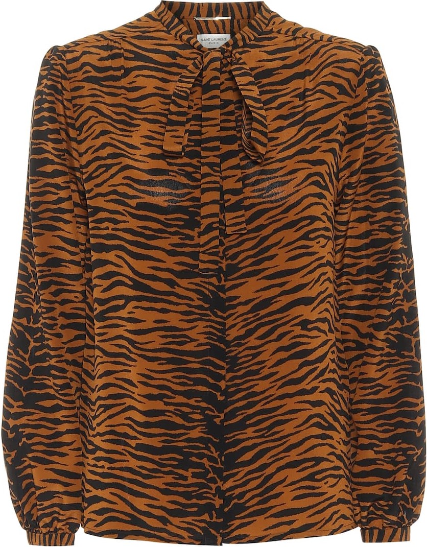 Saint Laurent Tiger-printed silk shirt