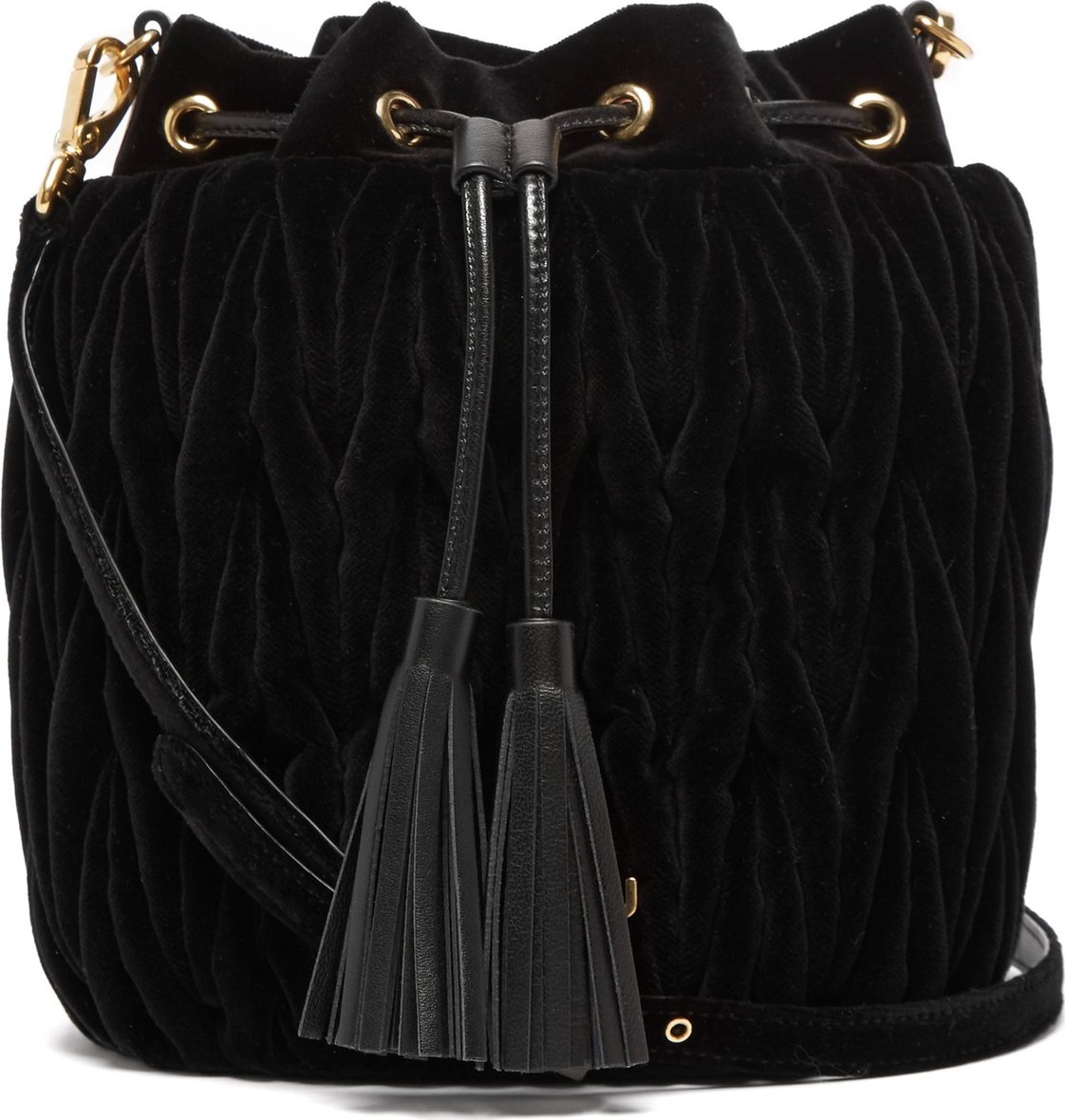 Miu Miu Matelassé velvet bucket bag