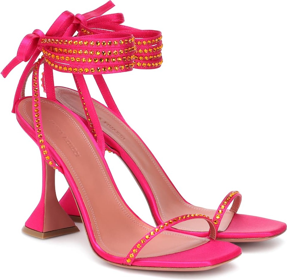 Amina Muaddi Exclusive to Mytheresa – Vita embellished satin sandals