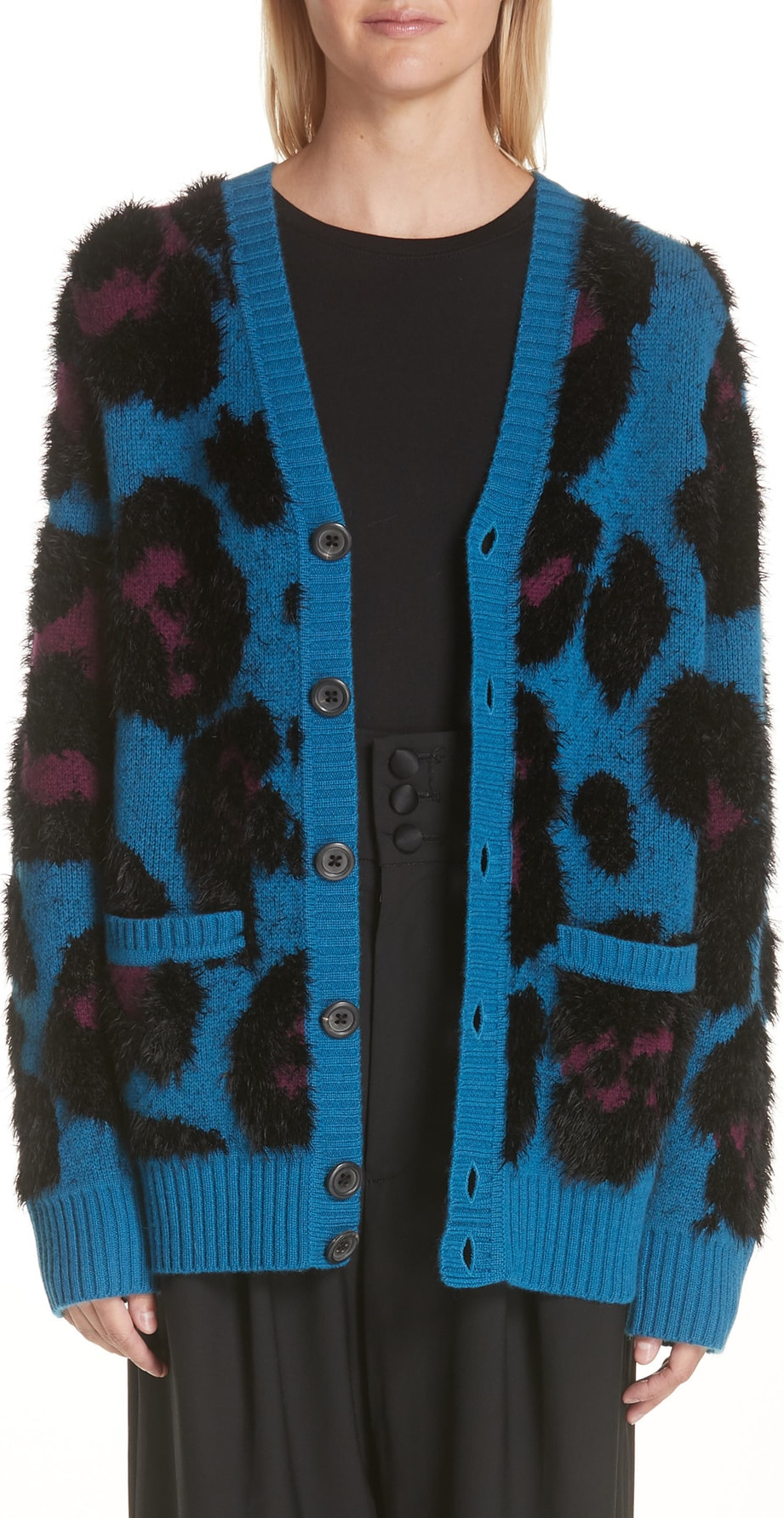 MARC JACOBS Leopard Print Wool & Cashmere Blend Cardigan